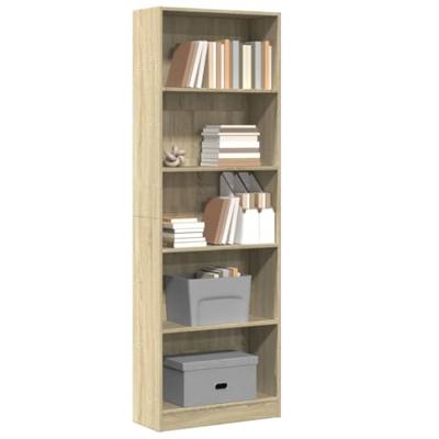 Boekenkast 60x24x176 cm bewerkt hout sonoma eikenkleurig