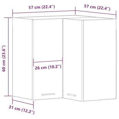 Hangkast Lyon Zwart Eiken 57 x 57 x 60 cm Bewerkt hout