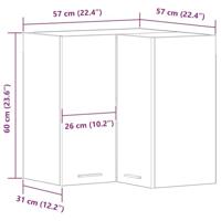 Hangende Hoekkast - Zwart Eiken - 57 x 57 x 60 cm - Gemaakt van Bewerkt Hout - thumbnail