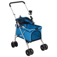 VidaXL Hondenwagen inklapbaar 76x50x100 cm oxford stof blauw - thumbnail
