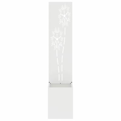 VidaXL Tuin privacy screen bloemen wit 32 x 140 cm koudgewalst staal