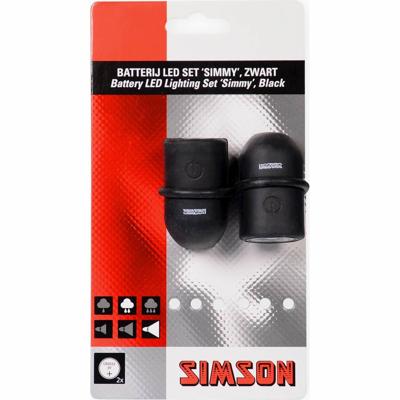 Simson verlichtingsset simmy incl.batterijen zwart op kaart - thumbnail