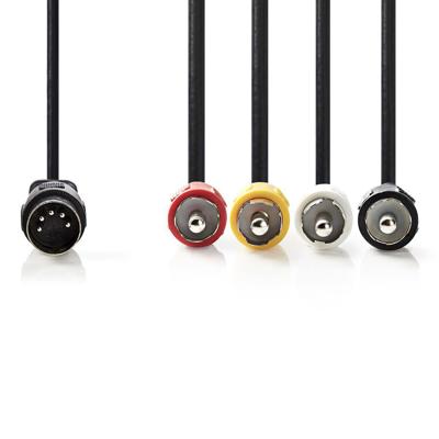 DIN-Audiokabel | DIN 5-Pins Male - 4x RCA Male | 1,0 m | Zwart