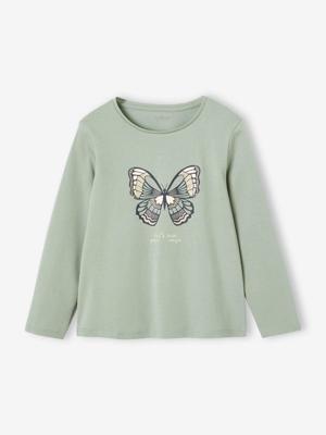 T-shirt met tekst voor meisjes groengrijs T-shirt met tekst voor meisjes groengrijs