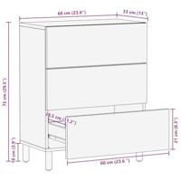 Dressoir 60x33x75 cm bewerkt hout zwart - thumbnail