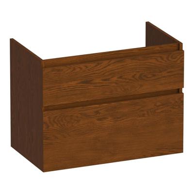 Brauer Delight - Onderkast - 80 cm - met 2 Softclose Lades Greeploos en 1 Sifon Uitsparing - Lamellen Eiken Bruin