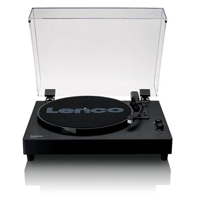 Houten platenspeler met ingebouwde speakers en Bluetooth®