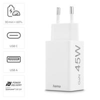 Hama Snellader 1x USB-C PD 1x USB-A QC 45W Wit - thumbnail