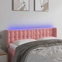 Hoofdbord LED 147x16x78/88 cm fluweel roze - thumbnail