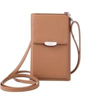 Zomer vrouwen telefoon schoudertas PU lederen geld portemonnee mini keten mobiele Cross Body Tas (bruin) - thumbnail