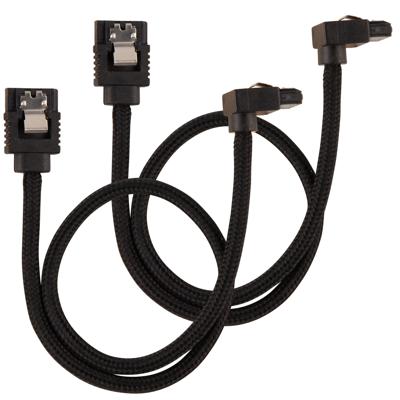 Corsair Premium SATA3-kabel, schuin/recht (6 Gbps, 30 cm, 90 graden), met ommanteling, zwart