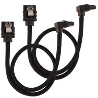 Corsair Premium SATA3-kabel, schuin/recht (6 Gbps, 30 cm, 90 graden), met ommanteling, zwart - thumbnail