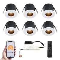 Set van 6 Olivia Smart LED Mini Inbouwspots - Veranda spots - 12V 3W 150lm - Dimbaar - Wifi & Bluetooth - 2700K - IP44 waterdicht - Wit - thumbnail