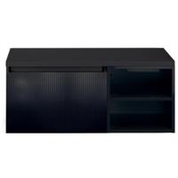 Frozen 3D Badmeubelset 100 cm - Greeplijst in Kleur - Wastafel Regaalkast met Bovenblad Zwart Mat - thumbnail