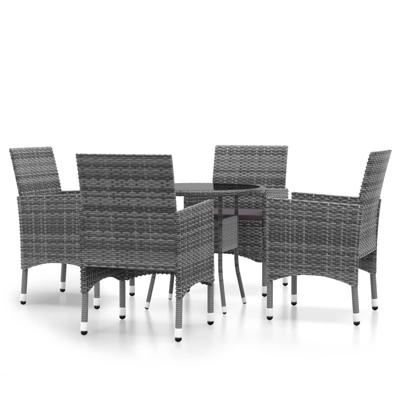 5-delige Tuinset poly rattan grijs - thumbnail