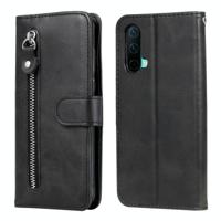 Voor OnePlus Nord CE 5G Fashion Calf Texture Rits Horizontale Flip Leren Case met Stand & Kaart Slots & Portemonnee Functie (Zwart) - thumbnail