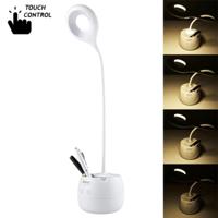 TGX-772 3-grade helderheid Touch Dimmer LED bureaulamp 28 LEDs flexibele Goose nek holle Ring ontwerp oog bescherming lichtinstallatie met pennenhoud - thumbnail