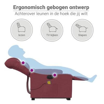 Sta-op-massagestoel elektrisch verstelbaar stof wijnrood