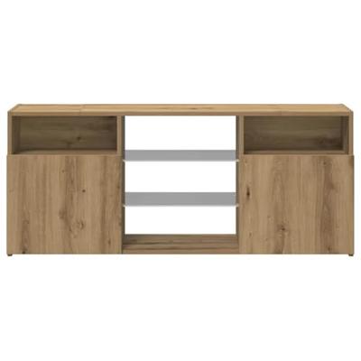 Tv-meubel met LED 120x30x50 cm bewerkt hout artisanaal eiken
