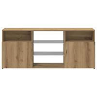 Tv-meubel met LED 120x30x50 cm bewerkt hout artisanaal eiken - thumbnail