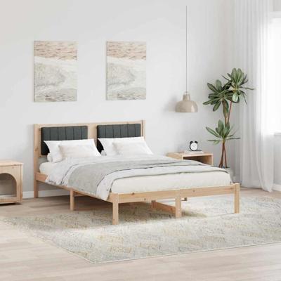 Bedframe met Gevoerd Hoofdgedeelte Donkergrijs 135 x 190 cm Bedframe met Gevoerd Hoofdgedeelte Donkergrijs 135 x 190 cm