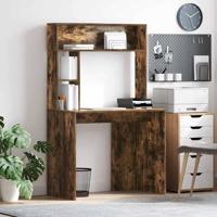 Bureau met plank Gerookt eiken 91 x 50 x 149 cm Bewerkt hout - thumbnail