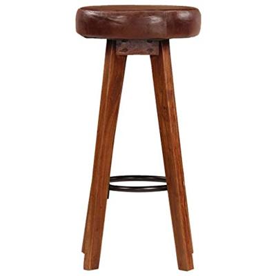 Barstoelen 2 st echt leer en massief acaciahout Barstoelen 2 st echt leer en massief acaciahout