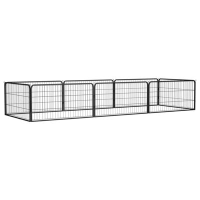Hondenkennel 8 panelen 100x50 cm gepoedercoat staal zwart