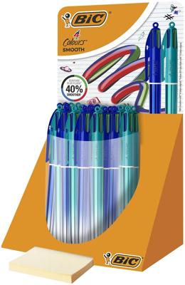 BIC Colours Smooth Gradiant 4-kleurenbalpen, medium, blauw en groen, display van 30 stuks BIC Colours Smooth Gradiant 4-kleurenbalpen, medium, blauw en groen, display van 30 stuks