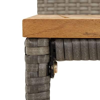 Barkrukken 4 st poly rattan en massief acaciahout grijs - thumbnail