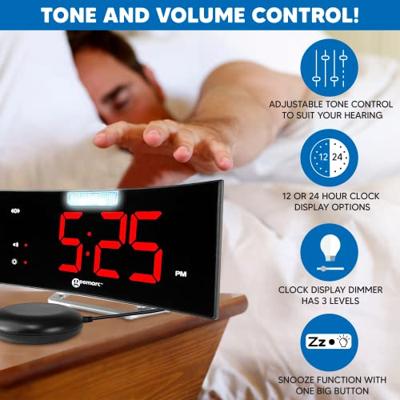 Geemarc Wake 'n Shake Curve Wekker met Trilkussen - thumbnail