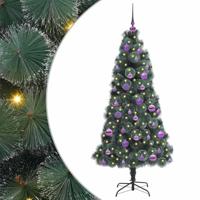 VidaXL Kunstmatig voorverlicht kerstboom met ballenset groen 150 cm - thumbnail