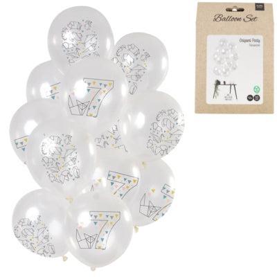 Folat Ballonnen origami cijfer 7 jaar 30 cm set van 12 | 24 stuks