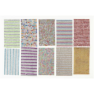Creativ Company Stick-on strasstenen, d 4-6 mm, vel 16x9,5 cm, diverse kleuren, 10 vel/ 1 doos