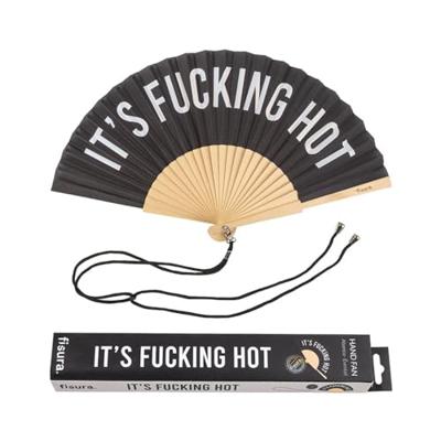 Houten waaier It&apos;s Fucking Hot - Zwart