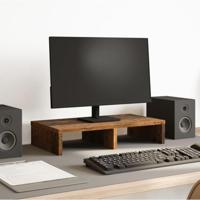 VidaXL Monitorstandaard 50x27x10 cm bewerkt hout oud houtkleurig - thumbnail