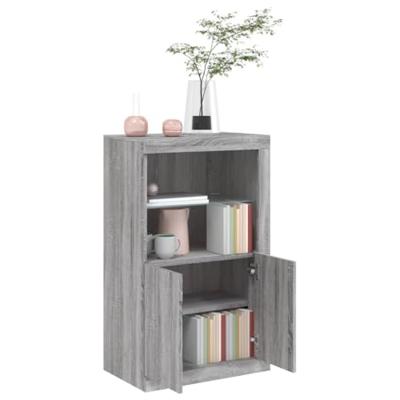 Bijzetkast met LED bewerkt hout grijs sonoma eikenkleurig