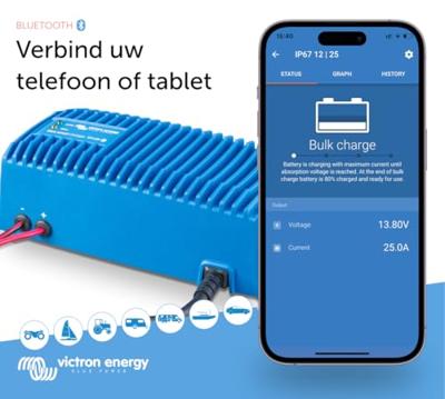Victron Energy Blue Smart IP67 12/25 Loodaccu-lader 12 V Laadstroom (max.) 25 A Victron Energy Blue Smart IP67 12/25 Loodaccu-lader 12 V Laadstroom (max.) 25 A