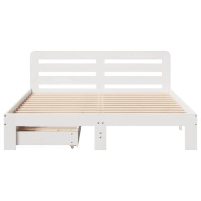 Bedframe zonder matras massief grenenhout wit 120x190 cm
