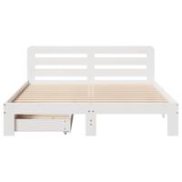 Bedframe zonder matras massief grenenhout wit 160x200 cm - thumbnail