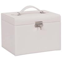 VidaXL Sieradendoosje 4laags spiegel afsluitbaar 22,5x17,5x16,5 cm wit - thumbnail