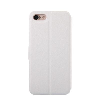 iPhone 7 & 8 horizontaal Zijde structuur PU Leren Flip Hoesje met houder, magnetische sluiting en opbergruimte voor pinpas Wit