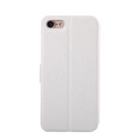 iPhone 7 & 8 horizontaal Zijde structuur PU Leren Flip Hoesje met houder, magnetische sluiting en opbergruimte voor pinpas Wit - thumbnail