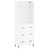 Hoge kast 69,5x34x180 cm bewerkt hout wit - thumbnail