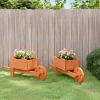 VidaXL Plantenbakken kruiwagen 2 st 47x15x19 cm massief vurenhout - thumbnail