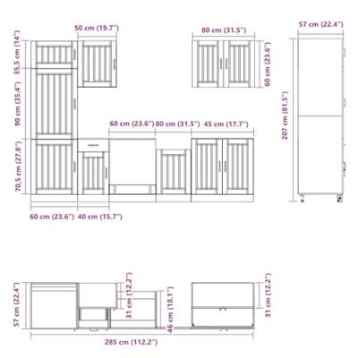 7-delige Keukenkastenset Lucca bewerkt hout wit