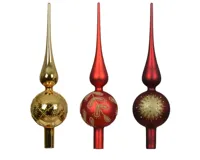 Decoris Piek glas Rood en goud 31cm - thumbnail