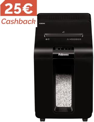 Papierversnipperaar Microsnippers Fellowes AutoMax100M Zwart