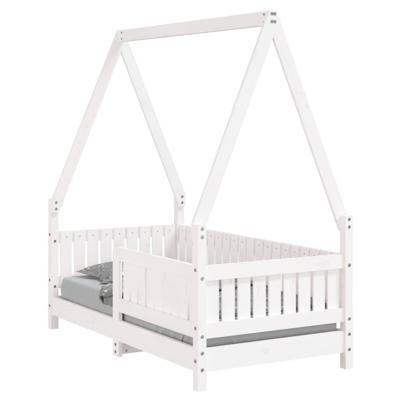 Kinderbedframe 70x140 cm massief grenenhout wit