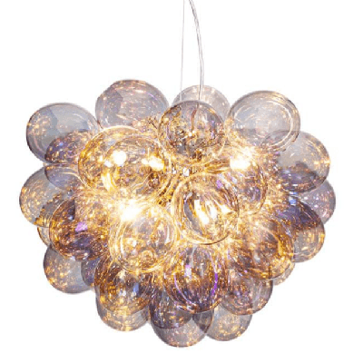 Hanglamp &apos;Gross&apos; glazen hanglamp &apos;mother of pearl&apos; multicolor By Rydens 8x G9 fitting 500mm